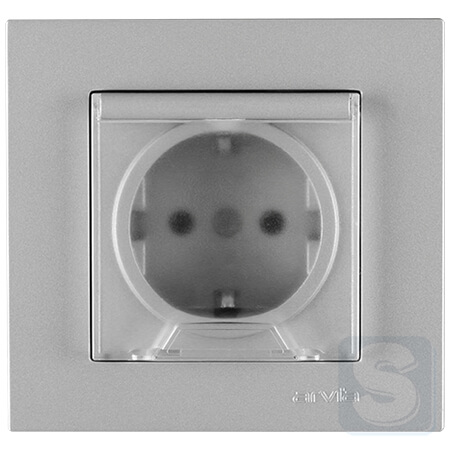 Розетка із заземленням та кришкою 16A/220V Arvia Electric KAREN Срібло (20 03 2000 218)